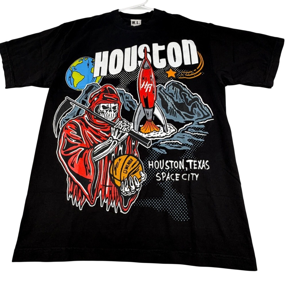 Warren Lotas Houston Texas Space City Grim Reaper T-Shirt Black Mens Small